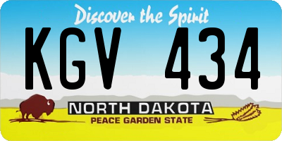 ND license plate KGV434