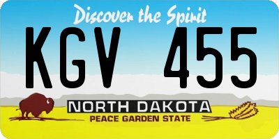 ND license plate KGV455