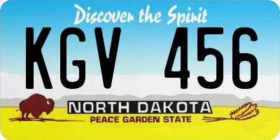 ND license plate KGV456