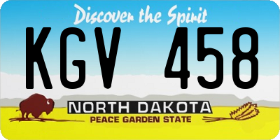ND license plate KGV458