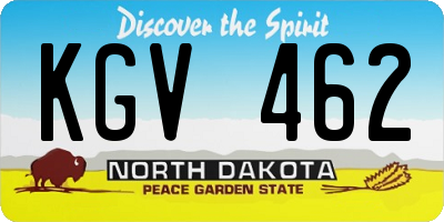 ND license plate KGV462