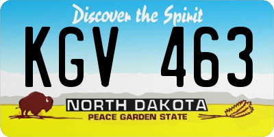 ND license plate KGV463