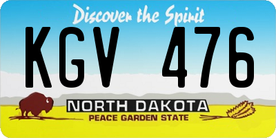ND license plate KGV476