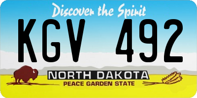 ND license plate KGV492