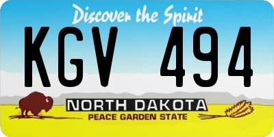 ND license plate KGV494