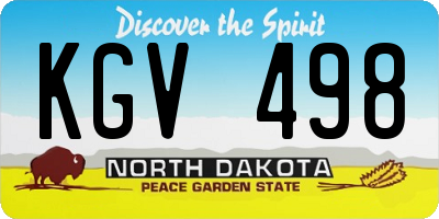 ND license plate KGV498