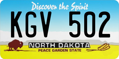 ND license plate KGV502
