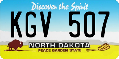 ND license plate KGV507