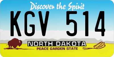 ND license plate KGV514