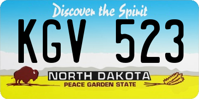 ND license plate KGV523