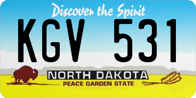 ND license plate KGV531