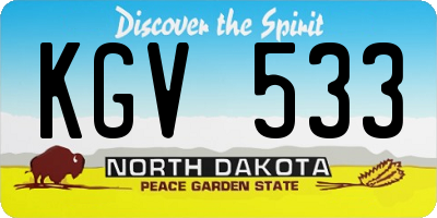 ND license plate KGV533