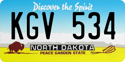 ND license plate KGV534