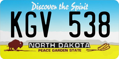 ND license plate KGV538