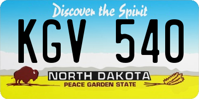 ND license plate KGV540