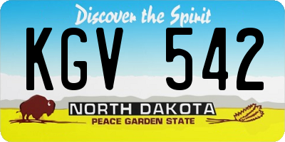 ND license plate KGV542