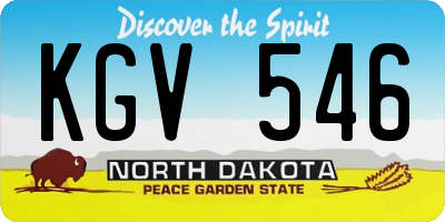 ND license plate KGV546