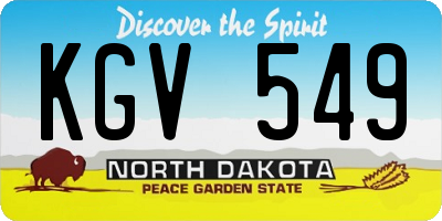 ND license plate KGV549