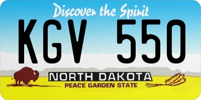 ND license plate KGV550