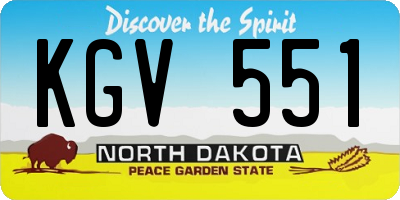 ND license plate KGV551