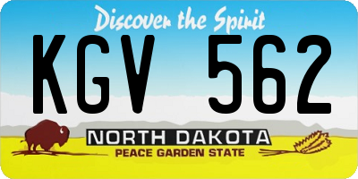 ND license plate KGV562