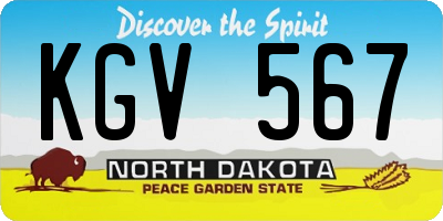 ND license plate KGV567