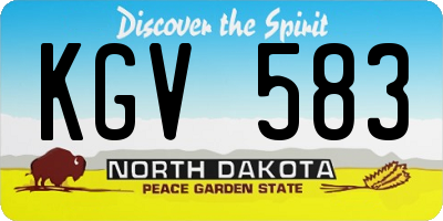 ND license plate KGV583