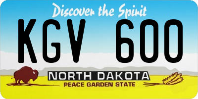 ND license plate KGV600