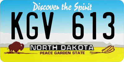 ND license plate KGV613
