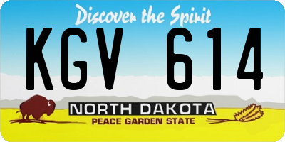 ND license plate KGV614