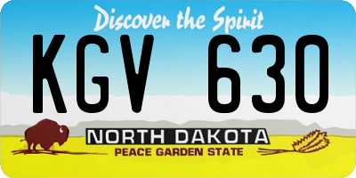 ND license plate KGV630
