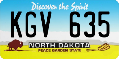 ND license plate KGV635