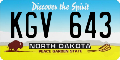 ND license plate KGV643