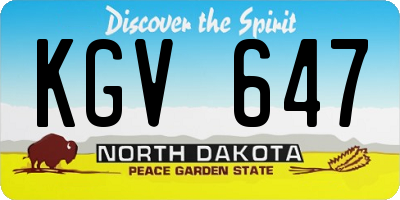 ND license plate KGV647
