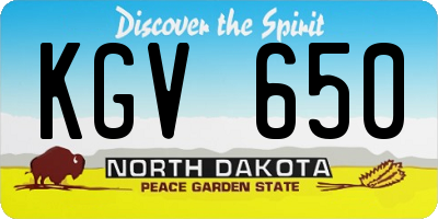 ND license plate KGV650