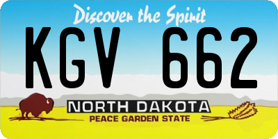 ND license plate KGV662