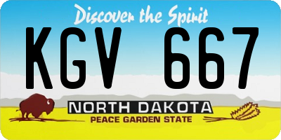 ND license plate KGV667