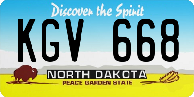 ND license plate KGV668