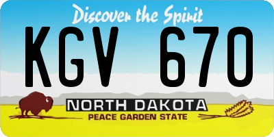 ND license plate KGV670