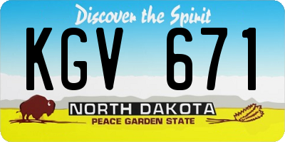 ND license plate KGV671
