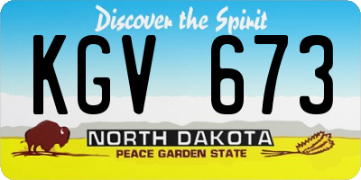 ND license plate KGV673