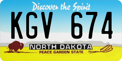 ND license plate KGV674