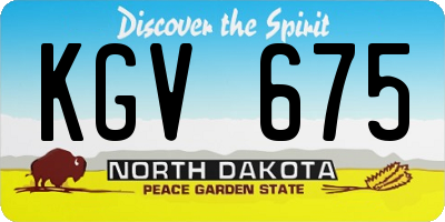 ND license plate KGV675