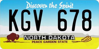 ND license plate KGV678