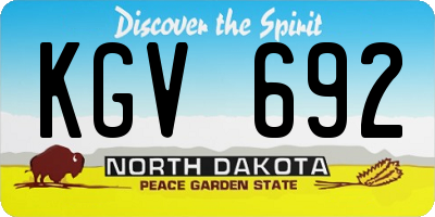 ND license plate KGV692