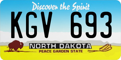 ND license plate KGV693