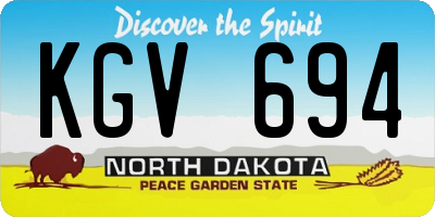 ND license plate KGV694