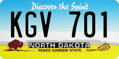 ND license plate KGV701