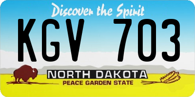 ND license plate KGV703
