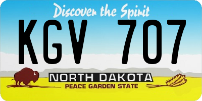 ND license plate KGV707